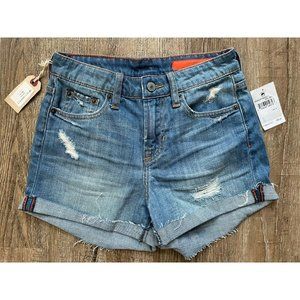 Jean Shop Women’s Light Blue Hannah Cotton Denim Destroyed Cuffed Shorts Sz 24